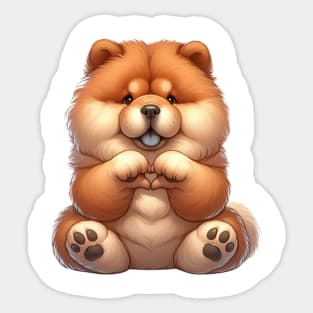 Valentine Chow Chow Dog Giving Heart Hand Sign Sticker
